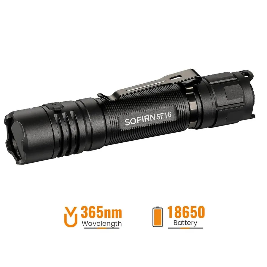 Sofirn SF16 365nm UV flashlight, official Sofirn product photo